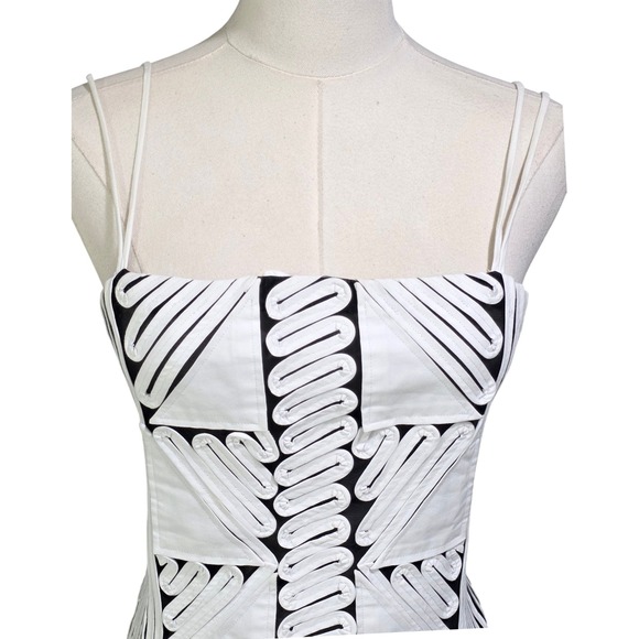 Andrea Rosati Tops - Andrea Rosati Soutache Corset Top Womens 6 Black White Braided Applique